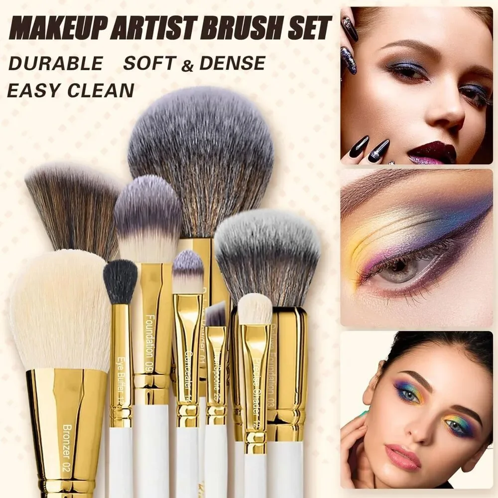 Premium Quality Goat Hair Synthetic Fiber Professional Makeup Brushes Set